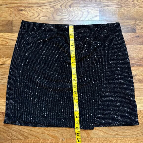Max Studio Women’s XL Black White Tweed Wrap Mini Skirt Dark Academia Professor - Picture 3 of 7
